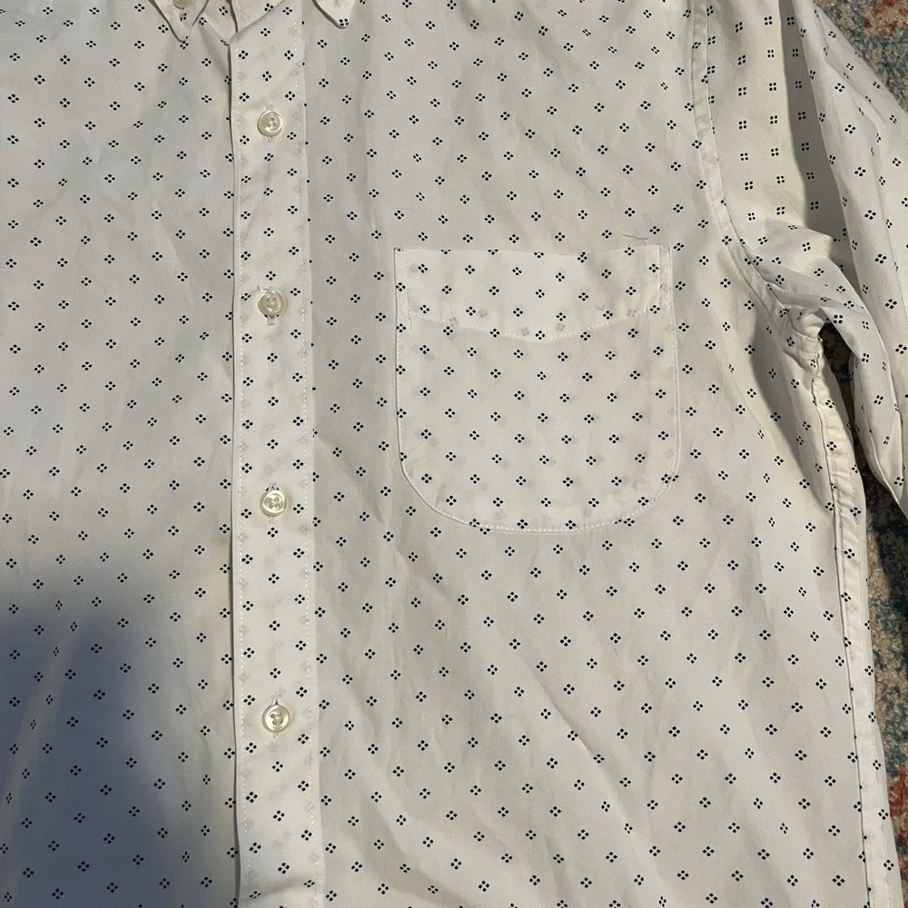 J. Crew secret wash geometric print organic cotton slim shirt